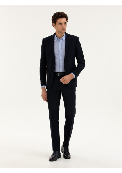 Erkek Lacivert Slim Fit Kumaş Pantolon 50277603-VR033