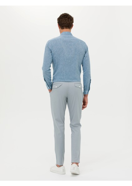 Erkek Mavi Dad Fit Kumaş Pantolon 50265253-VR036