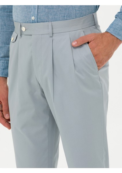 Erkek Mavi Dad Fit Kumaş Pantolon 50265253-VR036