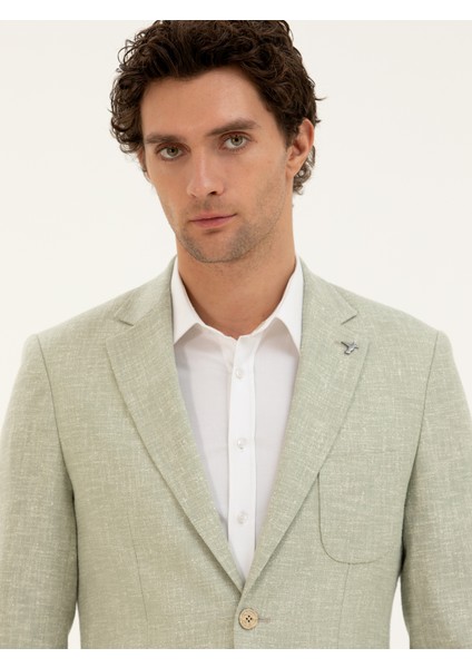 Erkek Çağla Yeşili Slim Fit Yün İpek Karışımlı Ceket 50284564-VR016 fiyatları