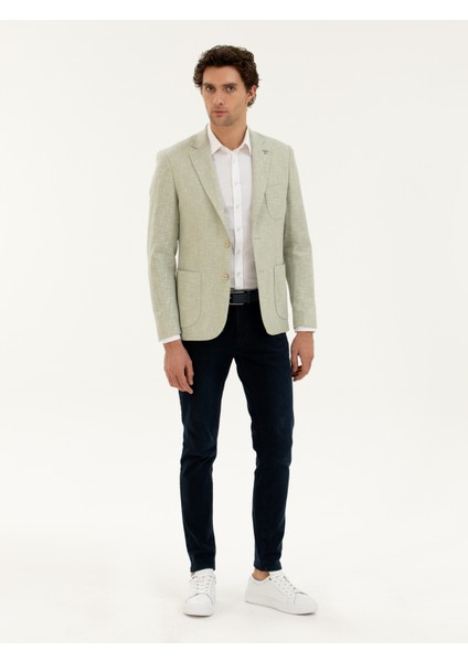 Erkek Çağla Yeşili Slim Fit Yün İpek Karışımlı Ceket 50284564-VR016 fırsatları