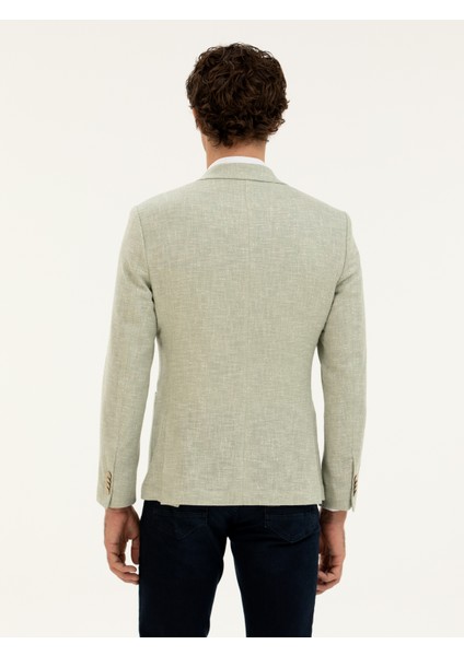 Erkek Çağla Yeşili Slim Fit Yün İpek Karışımlı Ceket 50284564-VR016 indirimleri