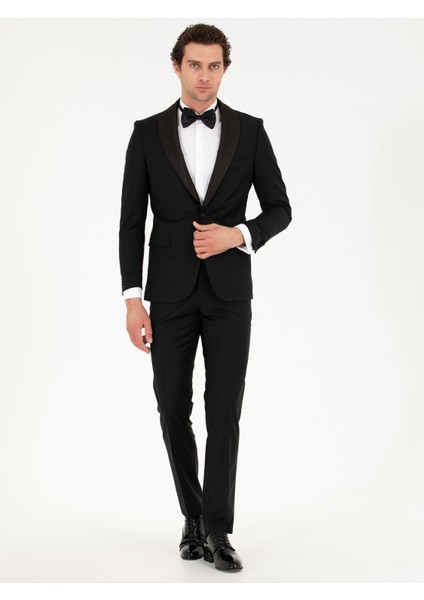 Erkek Siyah Slim Fit Smokin Damatlık 50267712-VR046