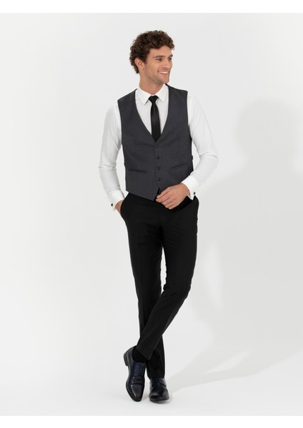 Erkek Antrasit Slim Fit Yelek 50260062-VR006