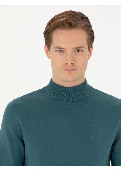 Erkek Petrol Slim Fit Yarım Balıkçı Basic Triko Kazak 50270170-VR102 fiyatları