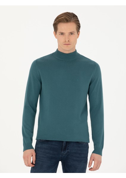 Erkek Petrol Slim Fit Yarım Balıkçı Basic Triko Kazak 50270170-VR102 modelleri