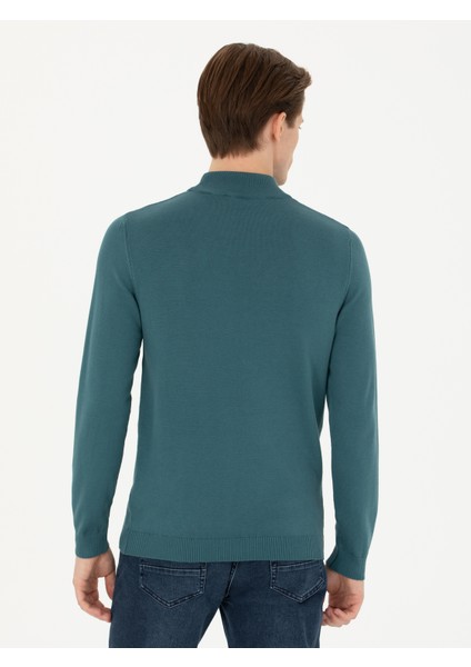 Erkek Petrol Slim Fit Yarım Balıkçı Basic Triko Kazak 50270170-VR102 indirimleri
