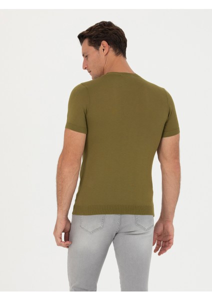 Erkek Çağla Yeşili Slim Fit Bisiklet Yaka Triko T-Shirt 50267842-VR016 indirimleri