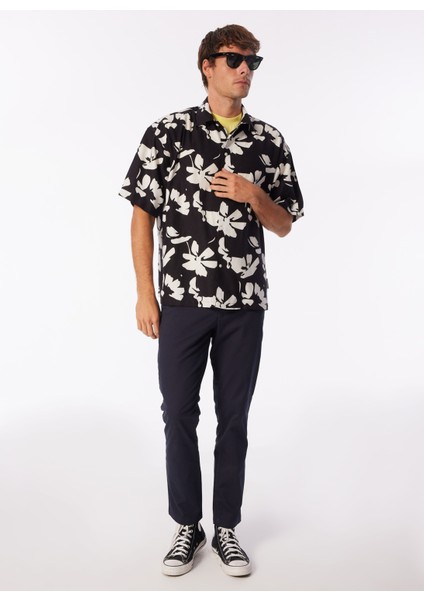 Geniş Fit Siyah Erkek Gömlek Jorfaro Lınen Aop Oversızed Shırt S fırsatları