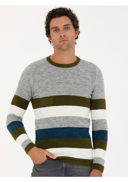 Erkek Haki Slim Fit Kazak 50271626-VR027