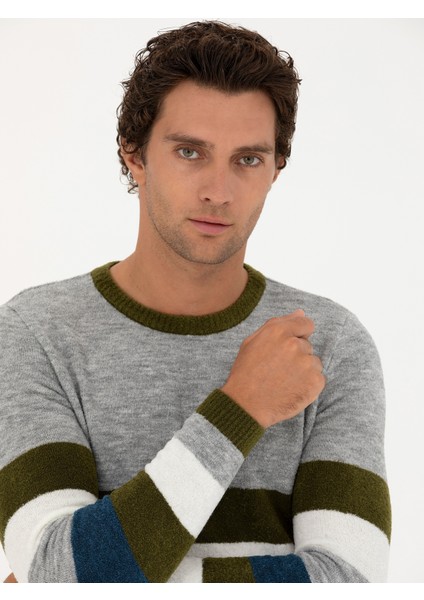 Erkek Haki Slim Fit Kazak 50271626-VR027