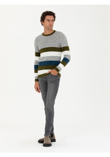 Erkek Haki Slim Fit Kazak 50271626-VR027