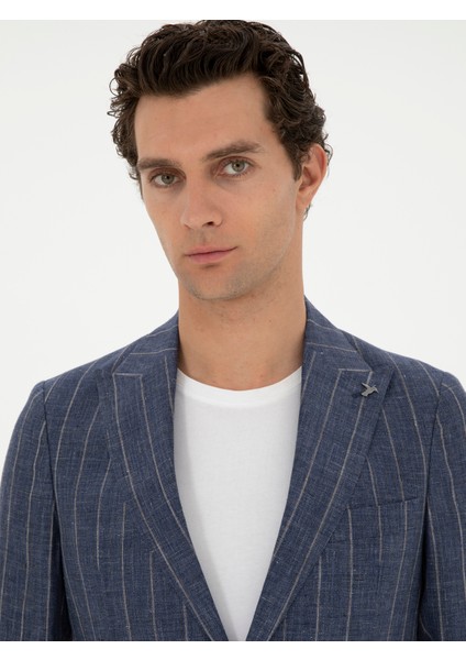 Erkek İndigo Slim Fit %100 Keten Ceket 50284602-VR028 fiyatları