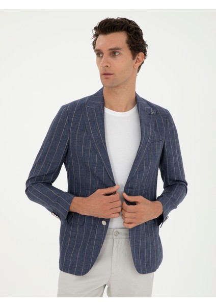 Erkek İndigo Slim Fit %100 Keten Ceket 50284602-VR028 modelleri