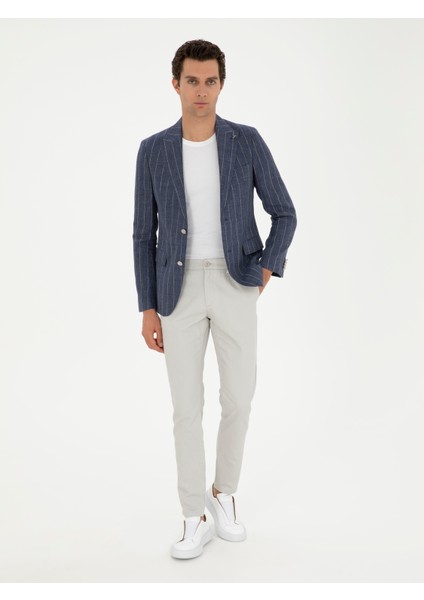 Erkek İndigo Slim Fit %100 Keten Ceket 50284602-VR028 fırsatları