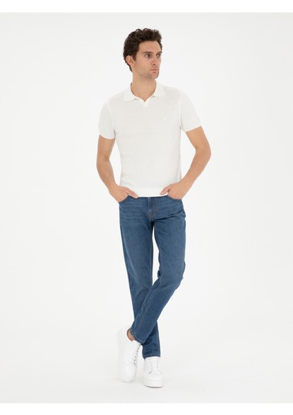 Erkek Beyaz Slim Fit Polo Yaka Triko T-Shirt 50285361-VR013