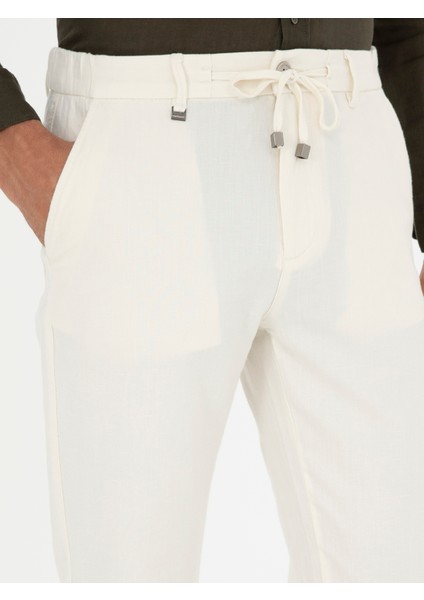 Erkek Ekru Carrot Fit Keten Karışımlı Kanvas Pantolon 50285371-VR019 indirimleri