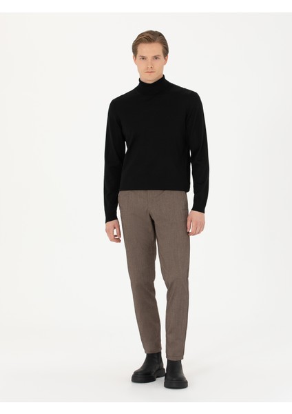 Erkek Siyah Slim Fit Balıkçı Yaka Triko Kazak 50270163-VR046
