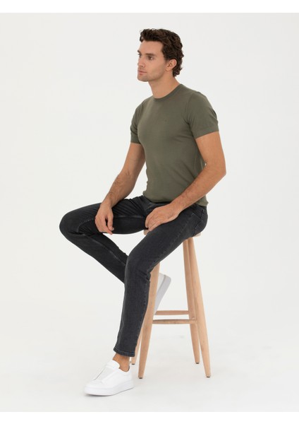 Erkek Haki Slim Fit Bisiklet Yaka Triko T-shirt 50249549-VR027 fırsatları
