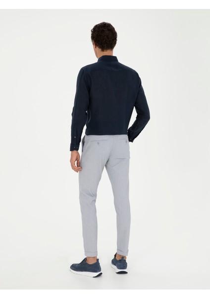 Erkek Açık Mavi Slim Fit Beli Bağcıklı Kanvas Pantolon 50289151-VR003 fırsatları