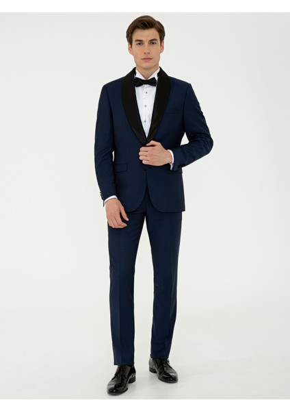 Erkek Lacivert Slim Fit Smokin Damatlık 50232899-VR033 fırsatları