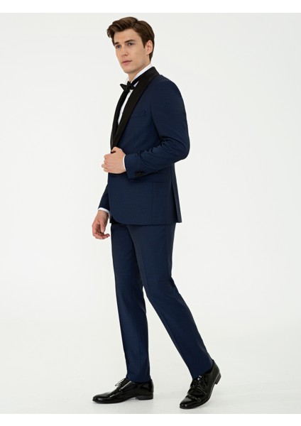 Erkek Lacivert Slim Fit Smokin Damatlık 50232899-VR033