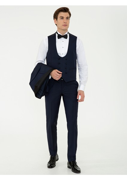 Erkek Lacivert Ex. Slim Fit Yelekli Smokin Damatlık 50236701-VR033 modelleri