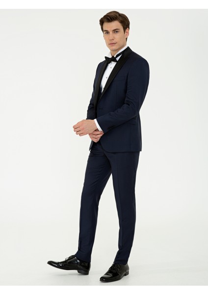 Erkek Lacivert Ex. Slim Fit Yelekli Smokin Damatlık 50236701-VR033 fırsatları