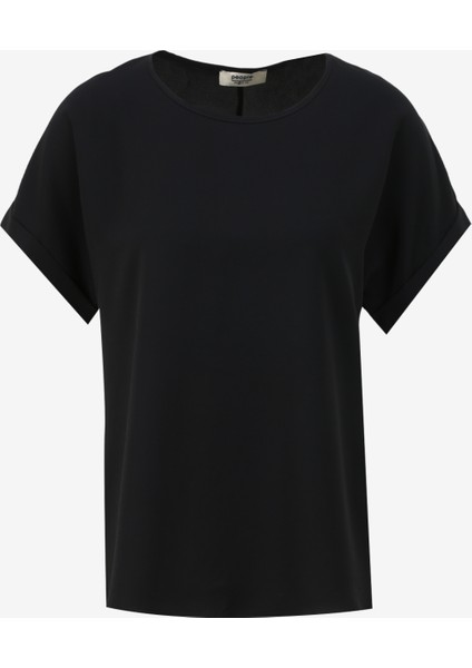 Bisiklet Yaka Düz Siyah Kadın Bluz SPBF4SL-BLZ5569