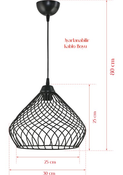 Tekli Dalgalı Sarkıt Avize Siyah