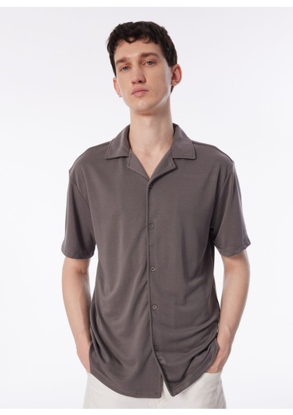 Gmg Fırenze Regular Fit Apaş Yaka Gri Erkek Gömlek GU24MSS02206
