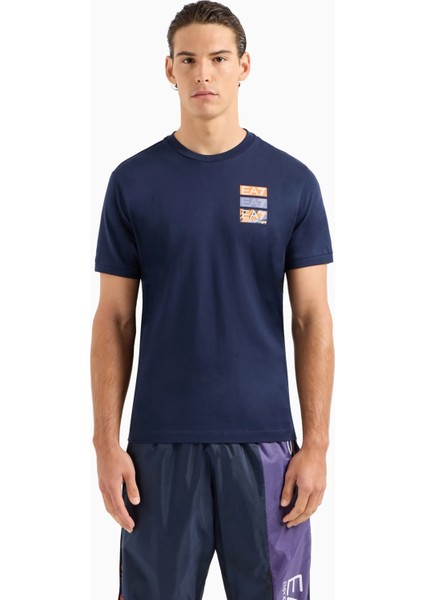 Bisiklet Yaka Lacivert Erkek T-Shirt 3DPT12PJ7BZ