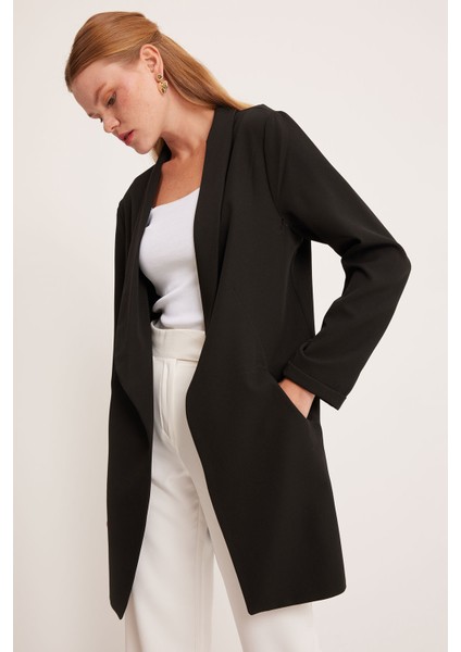 Kadın Siyah Uzun Blazer Ceket 0705 fiyatları