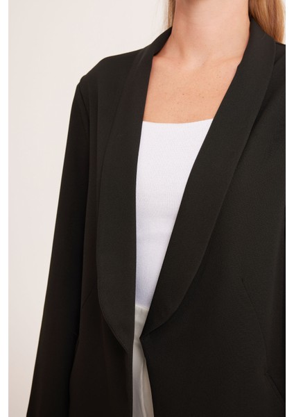 Kadın Siyah Uzun Blazer Ceket 0705 fırsatları