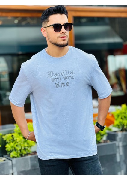 Gri Ön Arka Nakışlı Oversize Kısa Kollu Tişört fiyatları