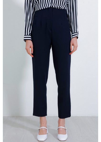 Kadın Lacivert Yüksek Bel Kumaş Pantolon 6650 fiyatları