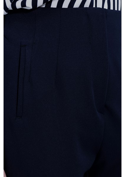 Kadın Lacivert Yüksek Bel Kumaş Pantolon 6650 fırsatları