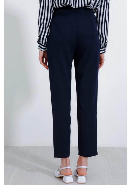 Kadın Lacivert Yüksek Bel Kumaş Pantolon 6650 indirimleri