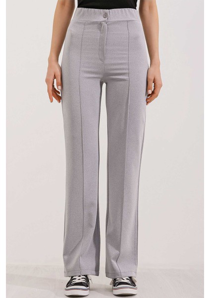 6629 Yüksek Bel Palazzo Pantolon - Gri