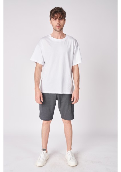 Erkek Dokulu Oversize Bermuda