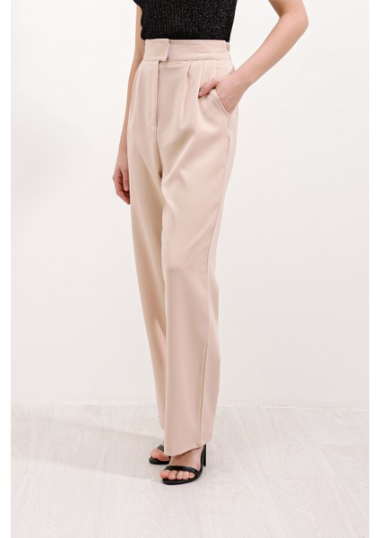 Kadın Bej Yüksek Bel Kumaş Pantolon 6612 fiyatları