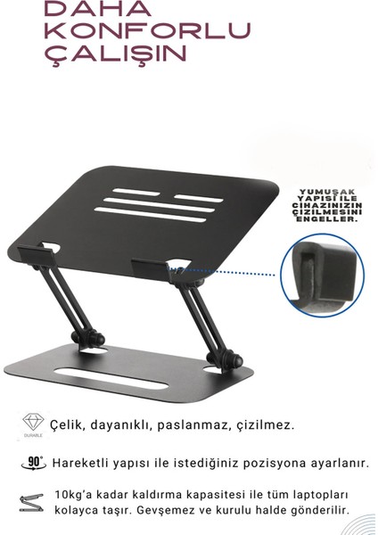 DYT-816 Metal Ergonomik Macbook Uyumlu Katlanabilir Laptop Standı