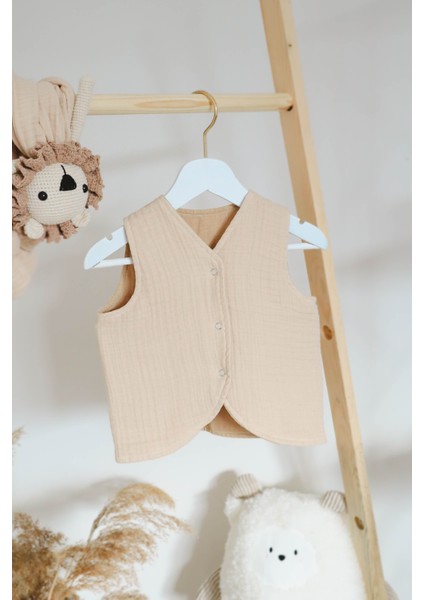 Müslin Pamuk Erkek Bebek-Çocuk Yeleği-5 Kat-4 Mevsim