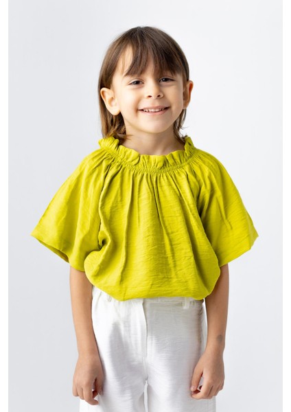 Kız Çocuk Dokuma Viskon Düz Bluz