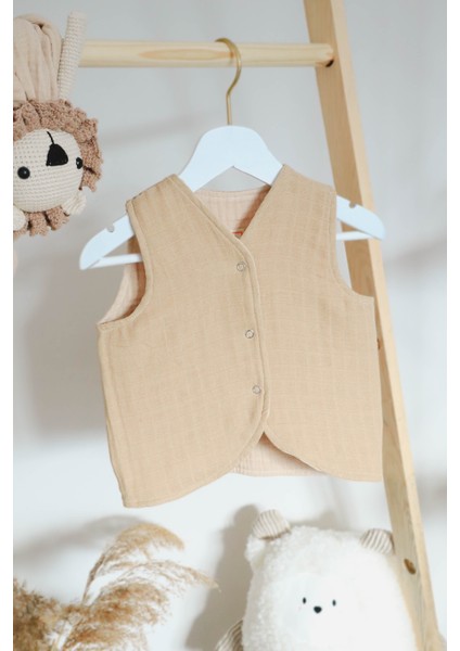 Müslin Pamuk Erkek Bebek-Çocuk Yeleği-5 Kat-4 Mevsim