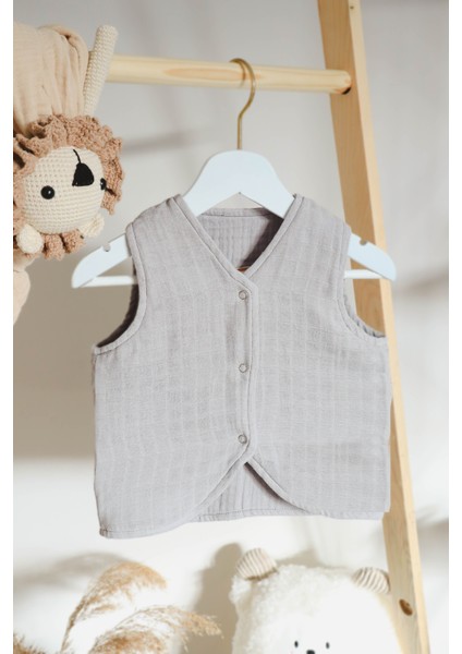 Müslin Pamuk Erkek Bebek-Çocuk Yeleği-5 Kat-4 Mevsim