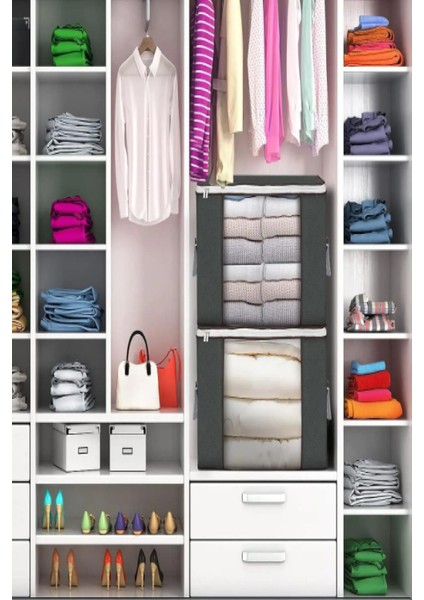 Gri 1 Adet Üst Pencereli Kıyafet Eşya Saklama Hurcu Baza Altı Depolama Hurcu Dolap Düzenleyic fırsatları