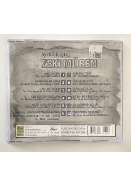 Zeki Müren Ayrıldık Işte CD (Jelatininde Orjnal Cd)