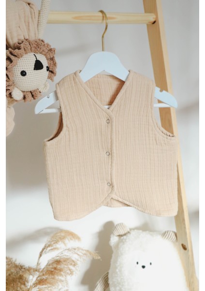 Müslin Pamuk Bebek - Çocuk Yeleği 8 Kat - 4 Mevsim