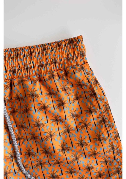 845 Erkek Hardal Palmiye Desenli Deniz Şortu fiyatları